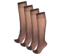 NOQ Box4 Chaussettes fines transparentes mates pour femmes et filles Longueur genou Chaussettes élégantes pour femme Confortables Épaisseur 15 deniers Idéal pour talons hauts BOX4, Fumo, Taille unique