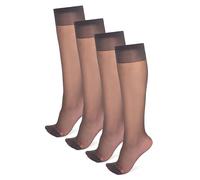 NOQ Box4 Chaussettes fines transparentes mates pour femmes et filles Longueur genou Chaussettes élégantes pour femme Confortables Épaisseur 15 deniers Idéal pour talons hauts BOX4, graphite, Taille