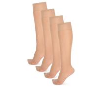 NOQ Chaussettes fines transparentes opaques pour femmes filles chaussettes au genou style élégant chaussettes pour femmes confortables épaisseur 15 den idéales pour talons hauts BOX4, Nature., Taille