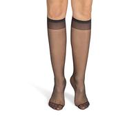 NOQ Chaussettes hautes pour femme unicolores 15 DEN style décontracté sans pression demi-mat transparent avec partie supérieure confortable, deux paires, taille unique, graphite, taille unique