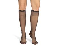 NOQ Chaussettes hautes pour femme unicolores 15 DEN style décontracté sans pression demi-opaque transparente avec haut confortable, deux paires, taille unique, Gris, taille unique