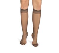 NOQ Chaussettes hautes pour femme unicolores 15 DEN style décontracté sans pression demi-opaque transparente avec haut confortable, deux paires, taille unique, taille unique