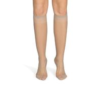 NOQ Chaussettes hautes pour femme unicolores 15 deniers style décontracté sans pression demi-mat transparent avec partie supérieure confortable, deux paires, taille unique, taille unique