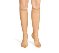 NOQ Chaussettes hautes pour femme unicolores 15 deniers style décontracté sans pression demi-opaque transparentes avec partie supérieure confortable, deux paires, taille unique, taille unique