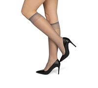NOQ Chaussettes hautes pour femme unicolores 15 deniers style décontracté sans pression demi-opaque transparentes avec partie supérieure confortable, lot de deux paires, taille unique, taille unique