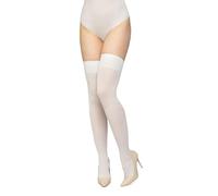 NOQ Chaussettes montantes au-dessus du genou pour femme en microfibre noire unie 60 deniers chaussettes chaudes pour uniforme scolaire Chelsie, blanc, Taille unique