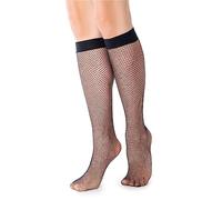 NOQ Chaussettes montantes pour femme - Style résille - Sans pression - Noir et beige - Avec haut confort - Lingerie pour femme - Taille unique Ramona, noir, taille unique