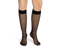 NOQ Chaussettes pour femme - Uni - 20 deniers - Sans pression - Mat - Lissées - Avec ceinture confortable - Taille unique - Lot de plusieurs baumes, 2 pièces Nero, taille unique