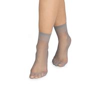 NOQ Chaussettes pour femmes au-dessus de la cheville uni 15 DEN transparent mat sans pression avec haut confortable taille unique deux paires décontracté bureau dames longueur d'équipage, Ash