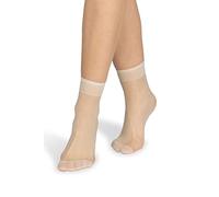 NOQ Chaussettes pour femmes au-dessus de la cheville uni 15 DEN transparent mat sans pression avec haut confortable taille unique deux paires décontracté bureau dames longueur d'équipage, Perle