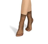 NOQ Chaussettes pour femmes au-dessus de la cheville uni 15 DEN transparent mat sans pression avec haut confortable taille unique deux paires décontracté bureau dames longueur d'équipage, Bronzo