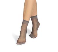 NOQ Chaussettes pour femmes au-dessus de la cheville uni 15 DEN transparent mat sans pression avec haut confortable taille unique deux paires décontracté bureau dames longueur d'équipage, Grigio
