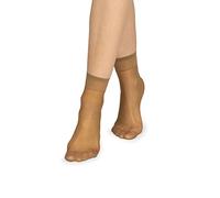 NOQ Chaussettes pour femmes au-dessus de la cheville uni 15 DEN transparent mat sans pression avec haut confortable taille unique deux paires décontracté bureau dames longueur d'équipage, Beige