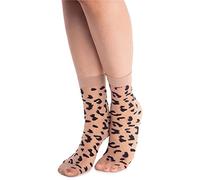 NOQ Chaussettes tendance à motifs pour femme - Bas fantaisie - Taille unique, Animale Naturel/Nero, Taille unique