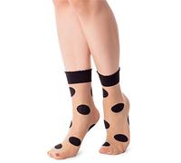 NOQ Chaussettes tendance à motifs pour femme - Bas fantaisie - Taille unique, Blob Naturel/noir, Taille unique