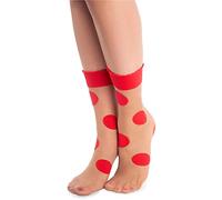 NOQ Chaussettes tendance à motifs pour femme - Bas fantaisie - Taille unique, Blob Naturel/Rosso, Taille unique