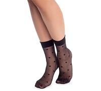 NOQ Chaussettes tendance à motifs pour femme - Bas fantaisie - Taille unique, Cuori Nero/Nero, Taille unique