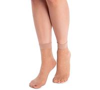 NOQ Chaussettes tendance à motifs pour femmes : Fancy Sheer Pop, taille libre, chaussettes à volants, transparentes, taille unique