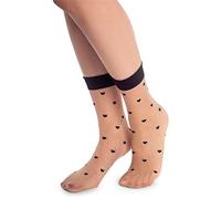 NOQ Chaussettes tendance à motifs pour femmes : Fancy Sheer Pop, taille libre, chaussettes à volants, transparentes, taille unique