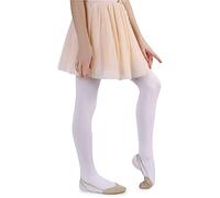 NOQ Collants en microfibre pour enfants filles 60 DEN doux chauds et confortables opaques pour tout-petits collants décontractés célébrations école de ballet une paire Mary, Bianco 122-128