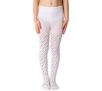 NOQ Collants fins pour enfant avec joli imprimé pour fille Motif 40 deniers Cérémonie de danse décontractée, Bubbles Bianco, 116-122