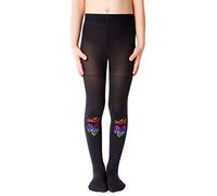 NOQ Collants fins pour enfants avec beau imprimé fille à motifs 40 deniers école cérémonie danse décontracté, Wild Nero, 134-140