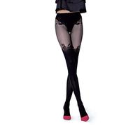 NOQ Collants Imitation Bas Mat Demi-Transparents Femme Sexy Au-Dessus Du Genou Motif Bureau Tenue À Motifs, M