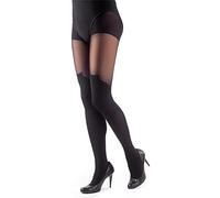 NOQ Collants Imitation Bas Mat Demi-Transparents Femme Sexy Au-Dessus Du Genou Motif Bureau Tenue À Motifs, S