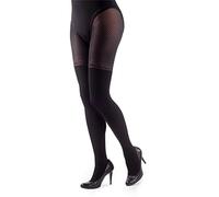NOQ Collants imitation mat Semi Sheer pour femme sexy Motif cuissardes Bureau Date à motifs, Classe Nero, M