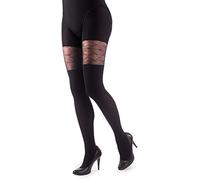 NOQ Collants imitation mat Semi Sheer pour femme sexy Motif cuissardes Bureau Date à motifs, Nero trapézoïdal, S