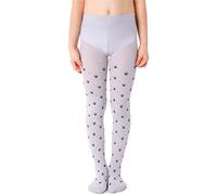 NOQ Collants minces pour enfants avec un bel imprimé fille à motifs 40 DEN école cérémonie de danse décontractée, Pav Argent, 92/98 cm