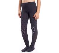 NOQ Collants opaques pour filles avec cœurs Oui/Non 120 DEN - Collants de danse, gymnastique, école, fantaisie - Collants pour la maternelle, graphite, 10-11 ans