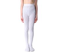 NOQ Collants pour fille avec motif effet 3D Uni Danse Gymnastique Fancy Outfit Little Princess, Geo Bianco, 152/158 cm