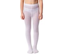 NOQ Collants pour fille avec motif effet 3D uni danse gymnastique fantaisie tenue Little Princess, Lilly Bianco, 134-140