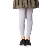 NOQ Collants sans pieds pour filles Leggings pleine longueur Cheville Long Ballet Opaque Microfibre, Paloma Grey 8/9 ans (128/134 cm)