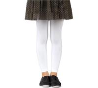 NOQ Collants sans pieds pour filles Leggings pleine longueur Cheville Long Ballet Opaque Microfibre, Bianco 8/9 ans (128/134 cm)