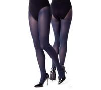 NOQ Collants unis 40 deniers pour femme - Couleur décontractée - Collants sensuels avec pieds semi-transparents Mireille, bleu marine, XL