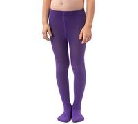 NOQ filles collants en tricot uni aux pieds chauds opaques école enfant bas Ballet danse spectacle pépinière, Violet 128/134 cm