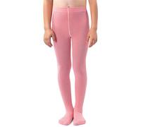 NOQ filles collants en tricot uni aux pieds chauds opaques école enfant bas Ballet danse spectacle pépinière, Cotton Candy 122/128 cm