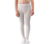 NOQ filles collants en tricot uni aux pieds chauds opaques école enfant bas Ballet danse spectacle pépinière, Bianco 122/128 cm