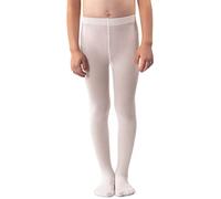 NOQ filles collants en tricot uni aux pieds chauds opaques école enfant bas Ballet danse spectacle pépinière, Ecru 122/128 cm