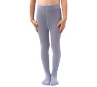 NOQ filles collants en tricot uni aux pieds chauds opaques école enfant bas Ballet danse spectacle pépinière, Silver 116/122 cm