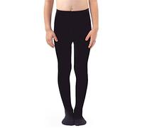 NOQ filles collants en tricot uni aux pieds chauds opaques école enfant bas Ballet danse spectacle pépinière, Nero 128/134 cm