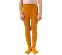 NOQ filles collants en tricot uni aux pieds chauds opaques école enfant bas Ballet danse spectacle pépinière, Curry 104/110 cm