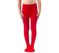 NOQ filles collants en tricot uni aux pieds chauds opaques école enfant bas Ballet danse spectacle pépinière, Rosso 122/128 cm