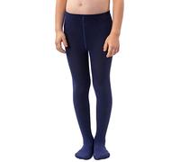 NOQ filles collants en tricot uni aux pieds chauds opaques école enfant bas Ballet danse spectacle pépinière, Blu Marino 140/146 cm
