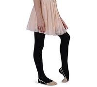 NOQ Isadora Collants en velours pour fille - 50 deniers opaques pour femme - Orteils invisibles - Pour la danse, gymnastique, l’école, noir, 146/164 cm