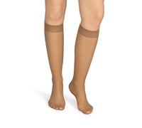 NOQ Lot de 2 paires de chaussettes pour femme unies 20 deniers sans pression mat lisse avec haut confortable Taille unique, Brasil, taille unique