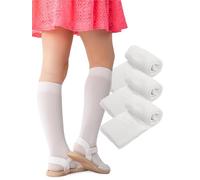 NOQ Lot De 3 Paires De Chaussettes Hautes Côtelées Pour Fille 100 Den : Mélange De Viscose Doux, Chaud Et Extensible, Disponible Dans Des Couleurs Élégantes Pour Les Enfants - Bianco 18/22