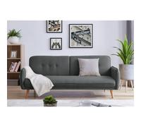 Concept Usine - Canapé scandinave convertible 3 places Nora - Gris foncé, pieds en bois